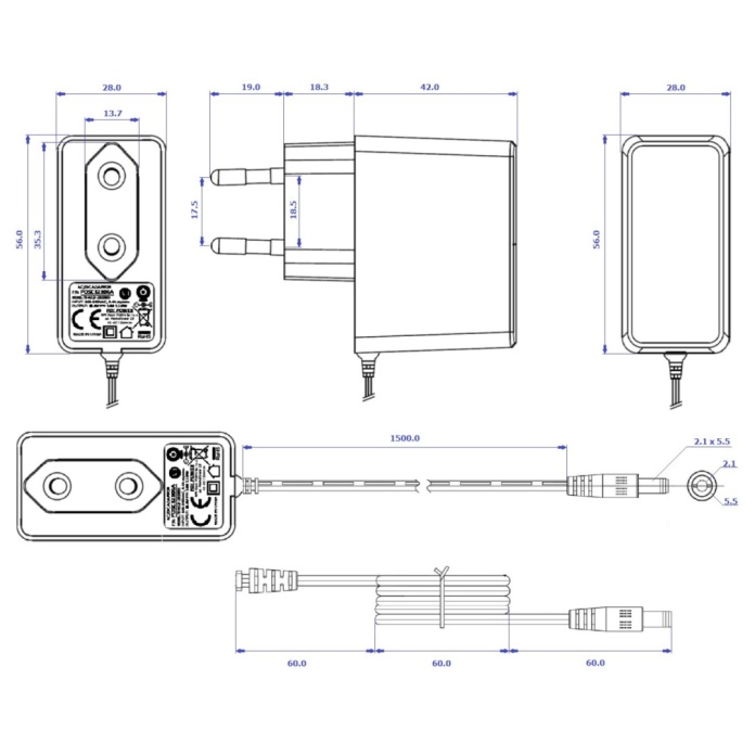 Rysunek techniczny zasilacza POSC12100A(-)